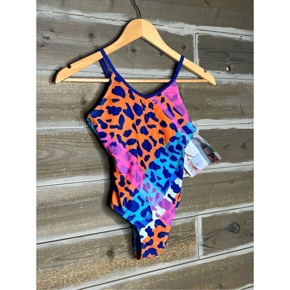 Limeapple Girls Vibrant Leopard Swimsuit Blanca NWT one piece Sz 12 - Picture 5 of 8